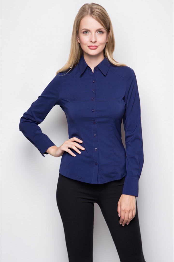 Фото товара 15319, блузка темно-синего цвета